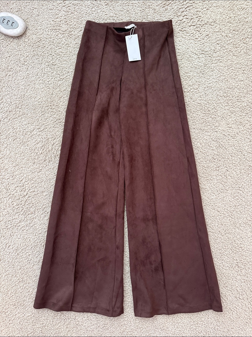 Mango Wide-Leg High-Rise Pants in Dark Brown - BRAND NEW